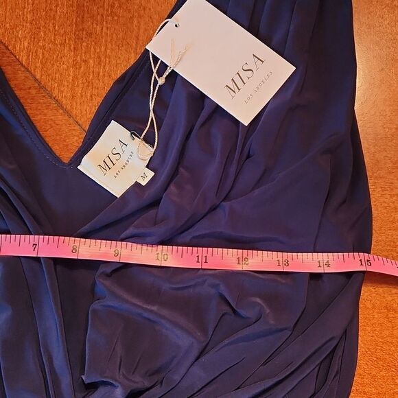 Misa Los Angeles Leza Knotted V-Neck Sleeveless Cocktail Party Mini Dress, Blue - Picture 6 of 11